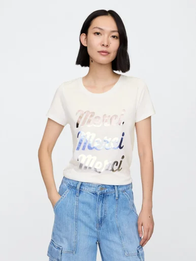 GAP Áo Thun Tay Ngắn Nữ