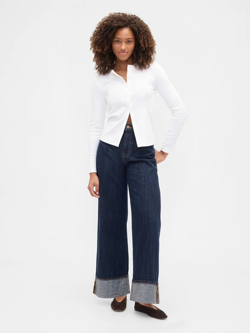 GAP Quần Dài Denim Nữ - Wide Leg