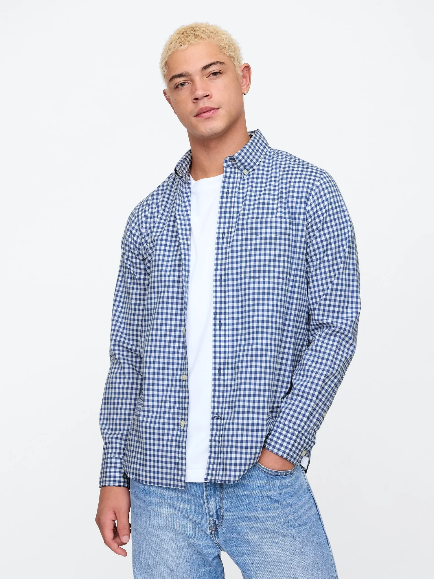 GAP Áo Sơ Mi Nam - Stretch Poplin Shirt in Standard Fit