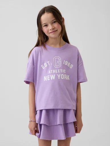 GAP Áo Thun Tay Ngắn Bé Gái - Oversized
