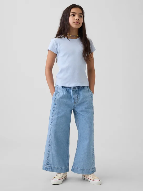GAP Quần Jeans Dài Bé Gái - Wide Leg