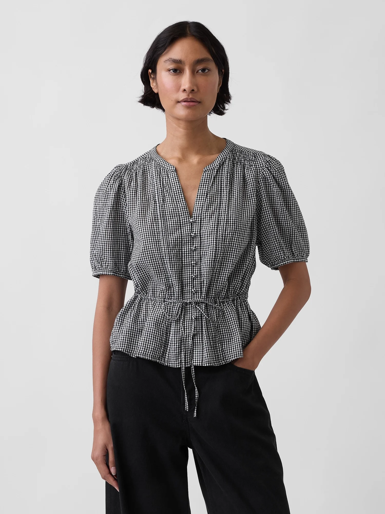 GAP Áo Sơ Mi Tay Ngắn Nữ