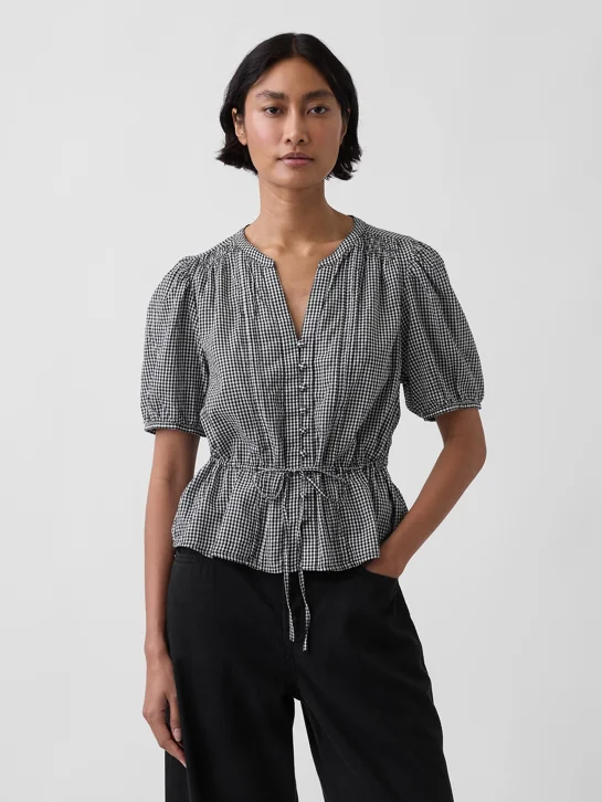 GAP Áo Sơ Mi Tay Ngắn Nữ