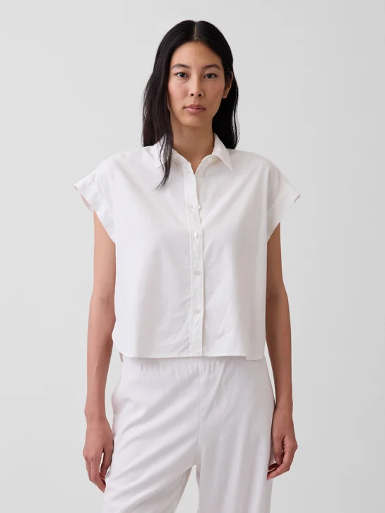 GAP Áo Sơ Mi Tay Ngắn Nữ - Oversized