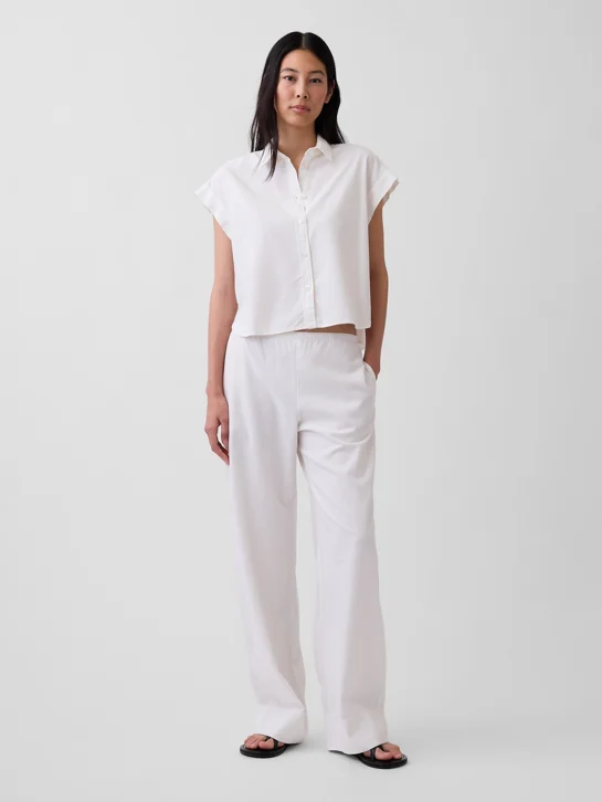 GAP Áo Sơ Mi Tay Ngắn Nữ - Oversized