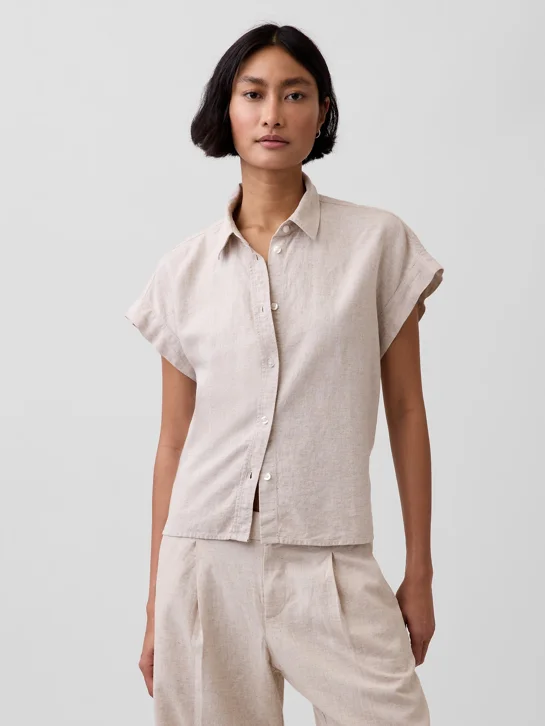GAP Áo Sơ Mi Tay Ngắn Nữ - Oversized