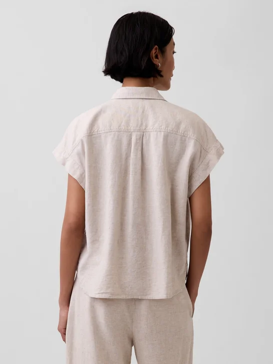 GAP Áo Sơ Mi Tay Ngắn Nữ - Oversized