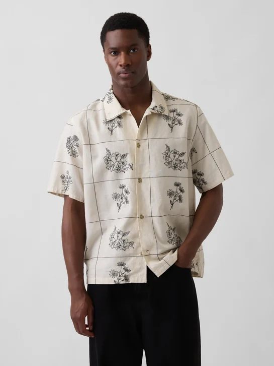 GAP Áo Sơ Mi Tay Ngắn Nam - Relaxed Straight