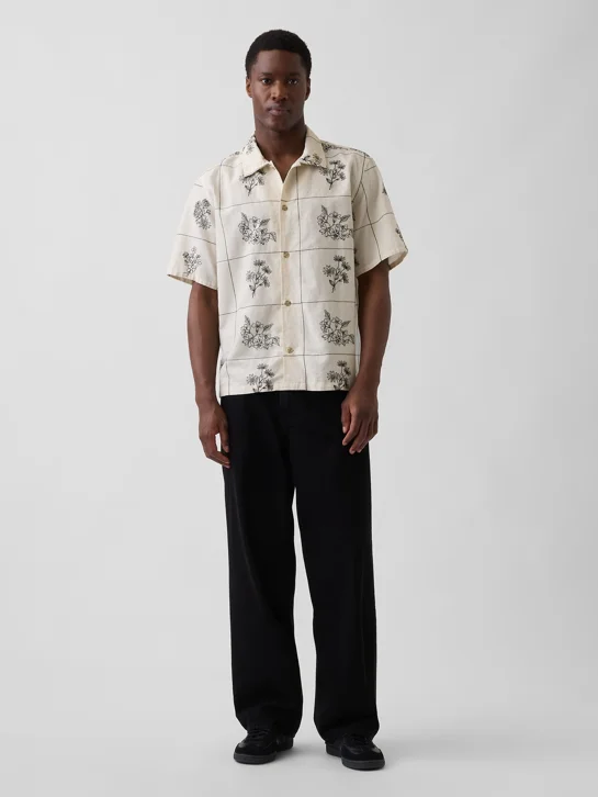 GAP Áo Sơ Mi Tay Ngắn Nam - Relaxed Straight