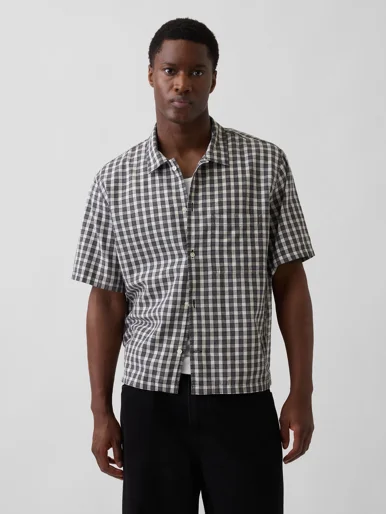 GAP Áo Sơ Mi Tay Ngắn Nam - Relaxed Straight