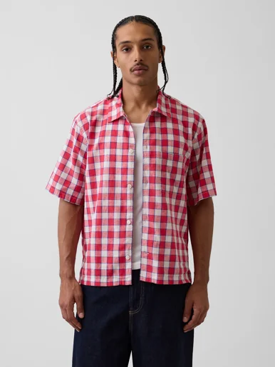 GAP Áo Sơ Mi Tay Ngắn Nam - Relaxed Straight