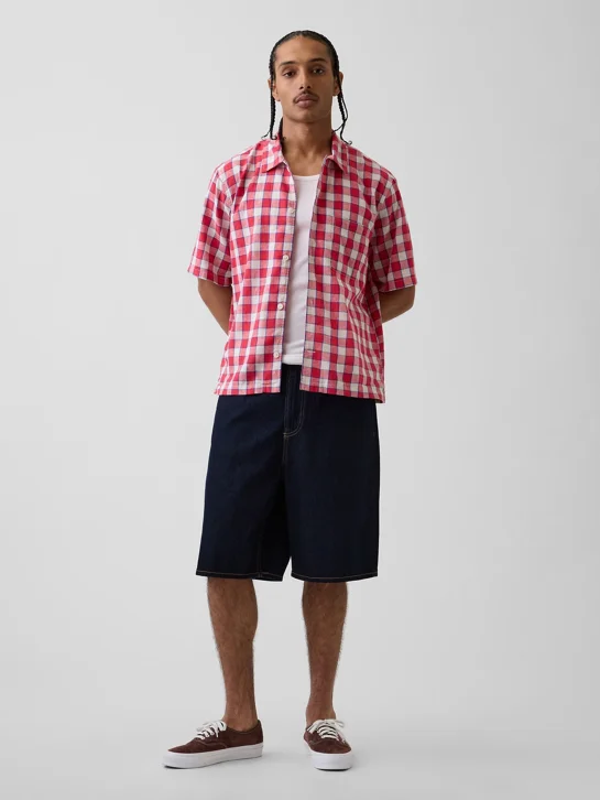 GAP Áo Sơ Mi Tay Ngắn Nam - Relaxed Straight