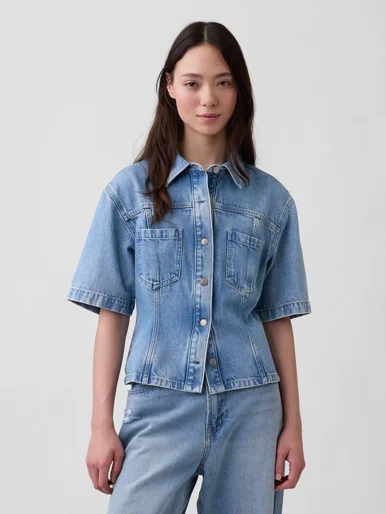 GAP Áo Sơ Mi Tay Ngắn Nữ
