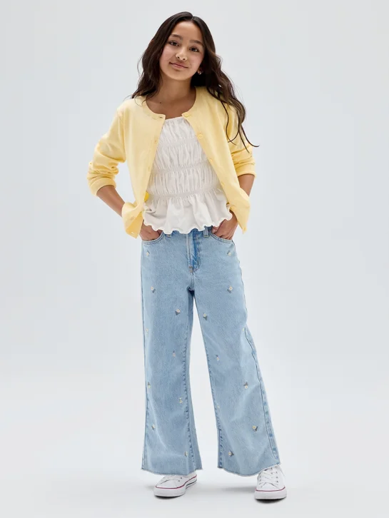GAP Quần Jeans Dài Bé Gái - Wide Leg