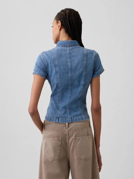 GAP Áo Sơ Mi Tay Ngắn Nữ