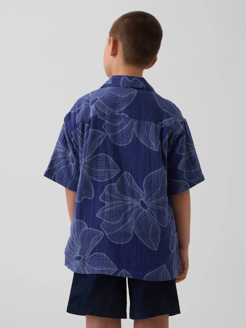 GAP Áo Sơ Mi Tay Ngắn Bé Trai - Relaxed