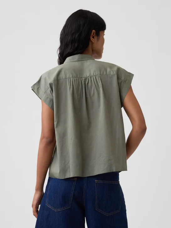 GAP Áo Sơ Mi Tay Ngắn Nữ - Oversized