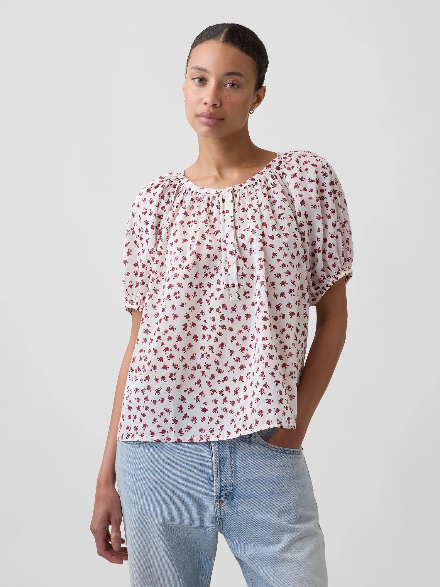GAP Áo Sơ Mi Tay Ngắn Nữ - Oversized