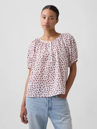 GAP Áo Sơ Mi Tay Ngắn Nữ - Oversized