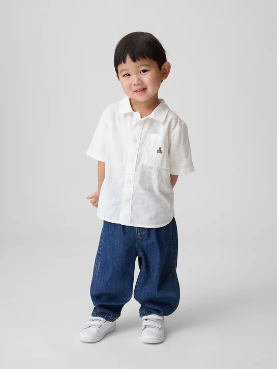 GAP Áo Sơ Mi Tay Ngắn Em Bé Trai Toddler
