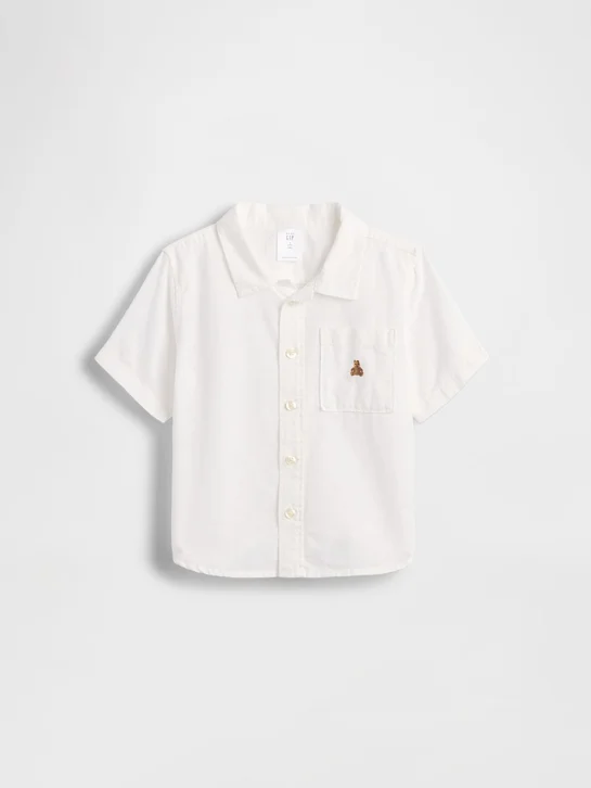 GAP Áo Sơ Mi Tay Ngắn Em Bé Trai Toddler