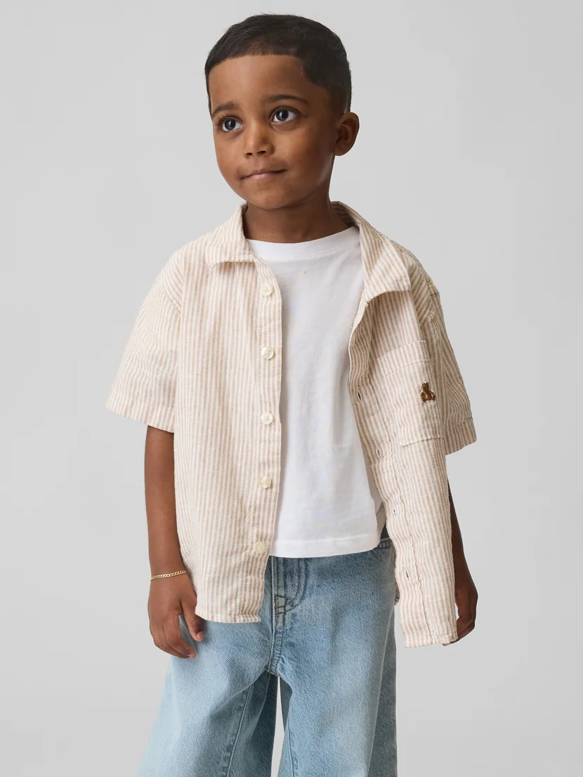 GAP Áo Sơ Mi Tay Ngắn Em Bé Trai Toddler