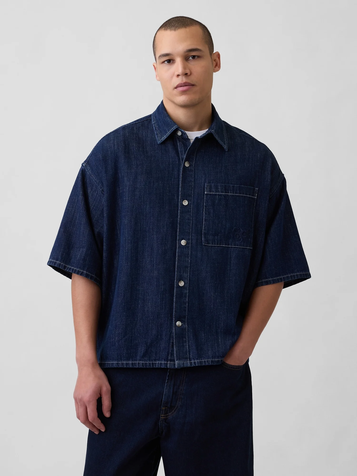 GAP Áo Sơ Mi Tay Ngắn Nam - Oversized Straight