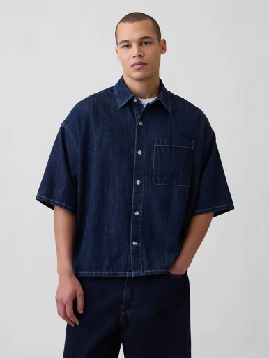 GAP Áo Sơ Mi Tay Ngắn Nam - Oversized Straight