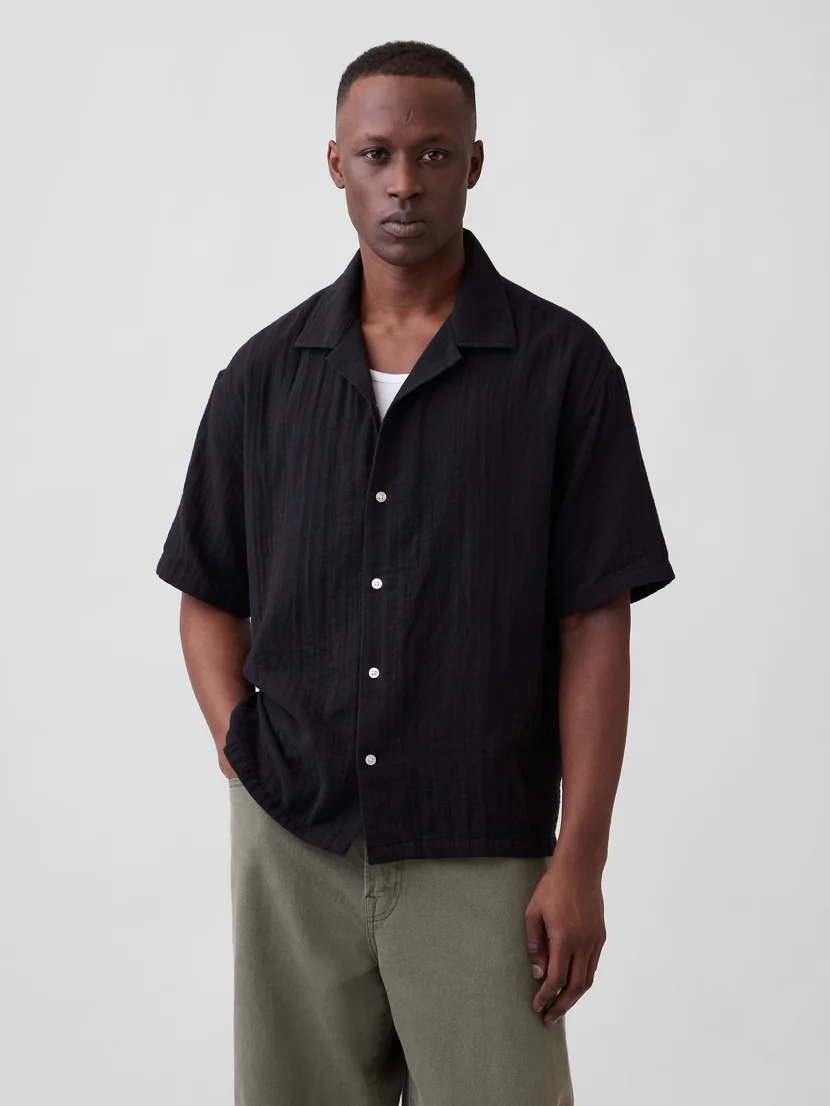 GAP Áo Sơ Mi Tay Ngắn Nam - Boxy Fit