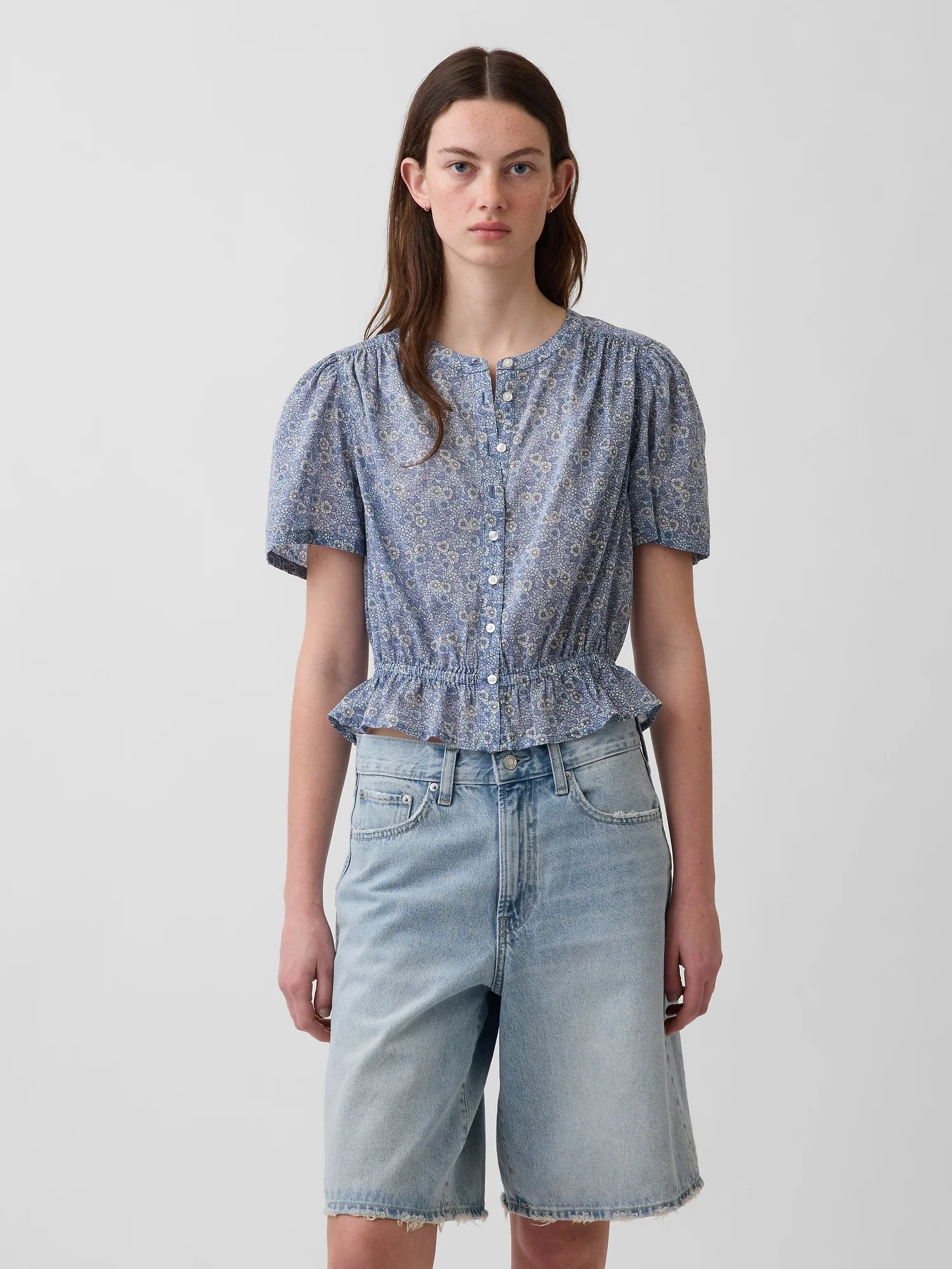 GAP Áo Sơ Mi Tay Ngắn Nữ
