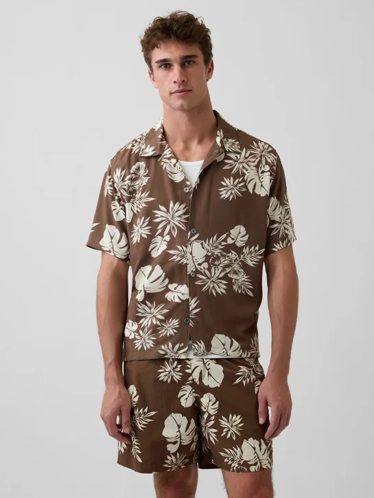 GAP Áo Sơ Mi Tay Ngắn Nam - Relaxed