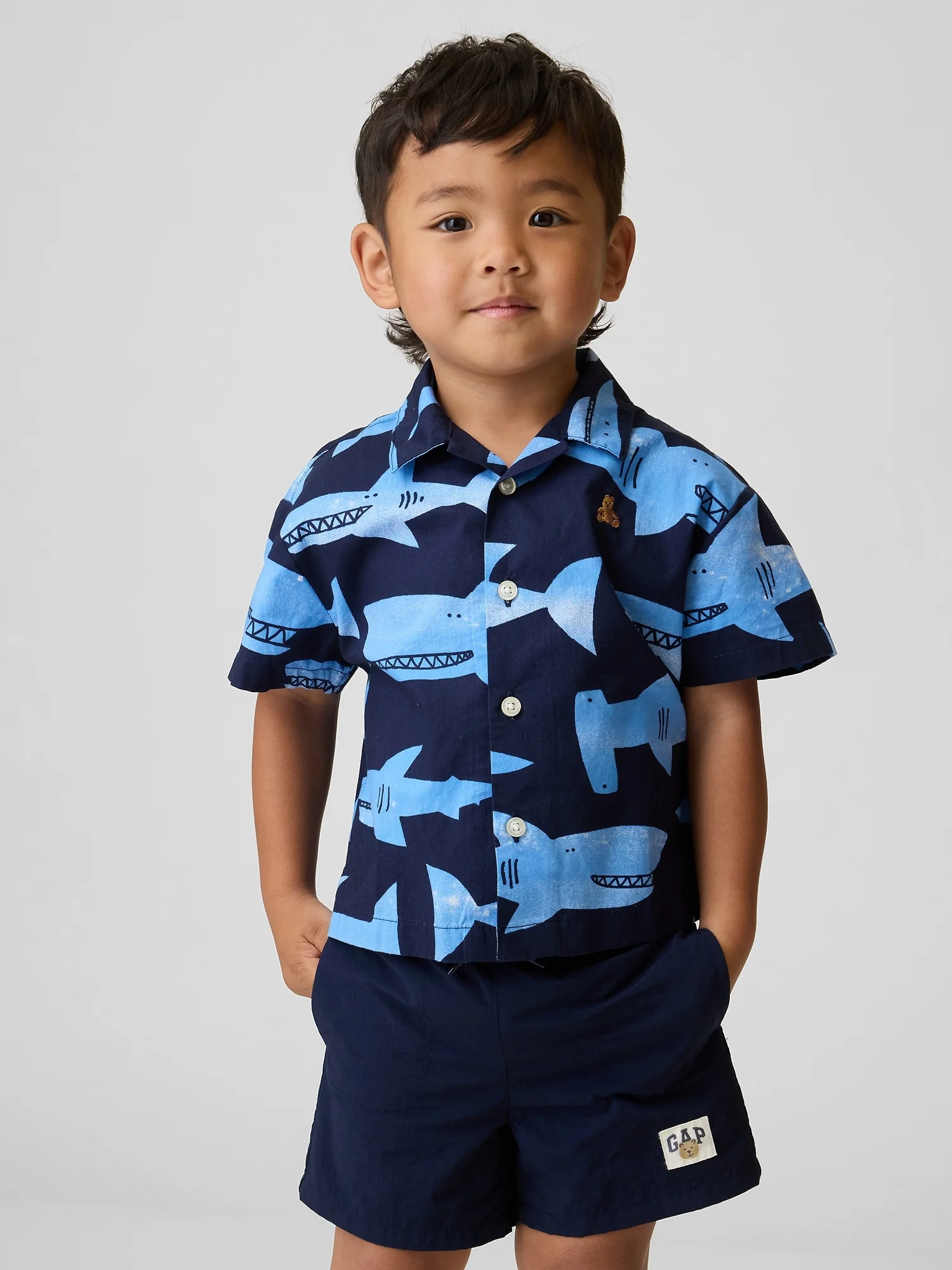 GAP Áo Sơ Mi Tay Ngắn Em Bé Trai Toddler