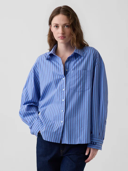 GAP Áo Sơ Mi Tay Dài Nữ - Logo - Oversized