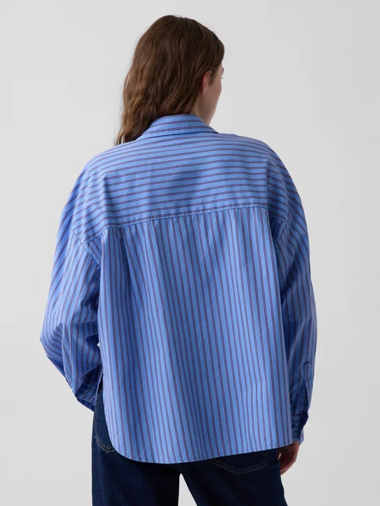 GAP Áo Sơ Mi Tay Dài Nữ - Logo - Oversized