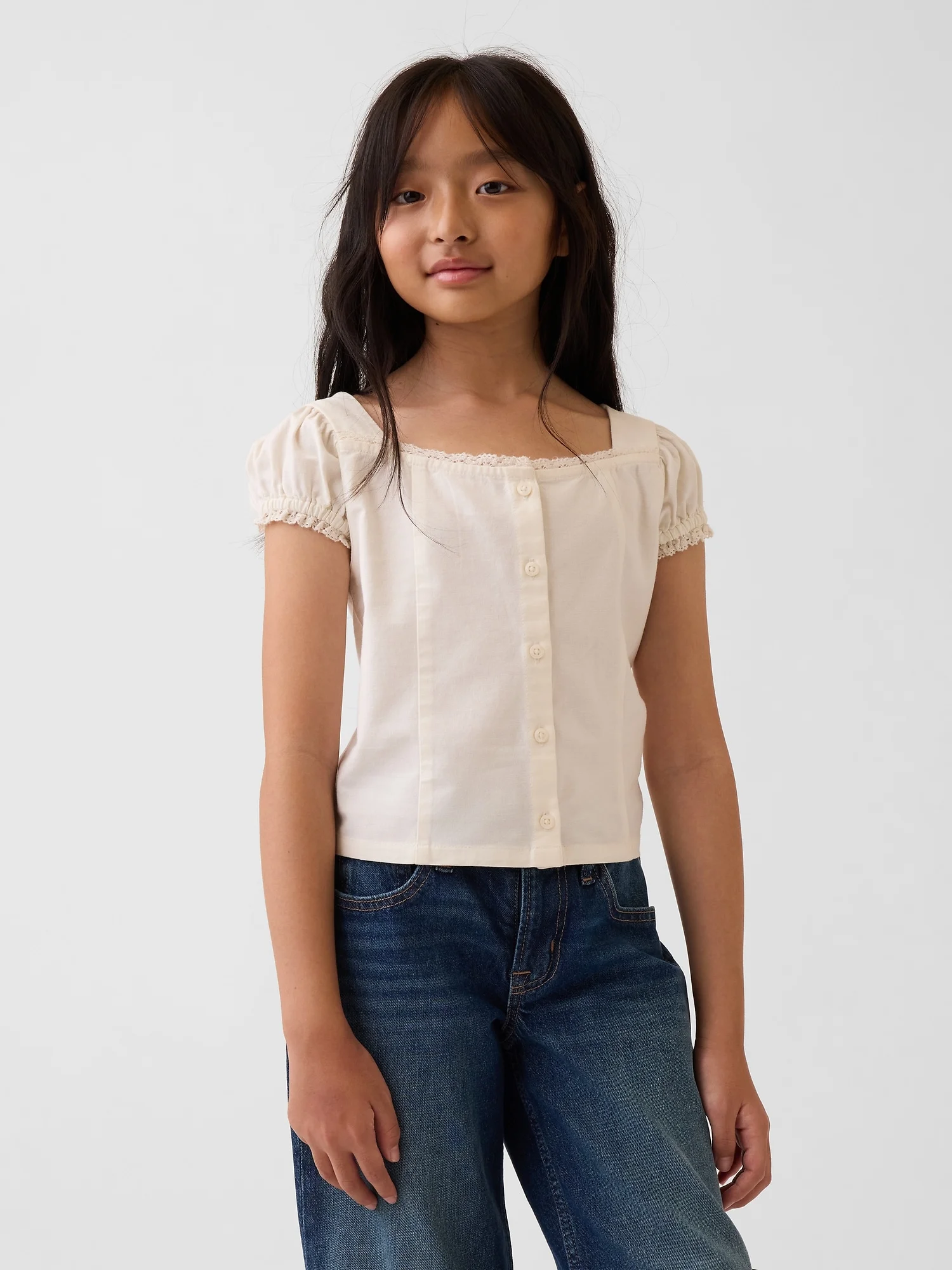 GAP Áo Sơ Mi Tay Ngắn Bé Gái
