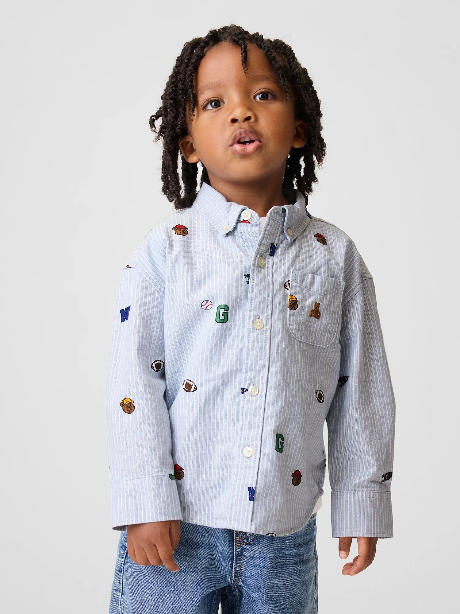 GAP Áo Sơ Mi Tay Dài Em Bé Trai Toddler - Big Shirt