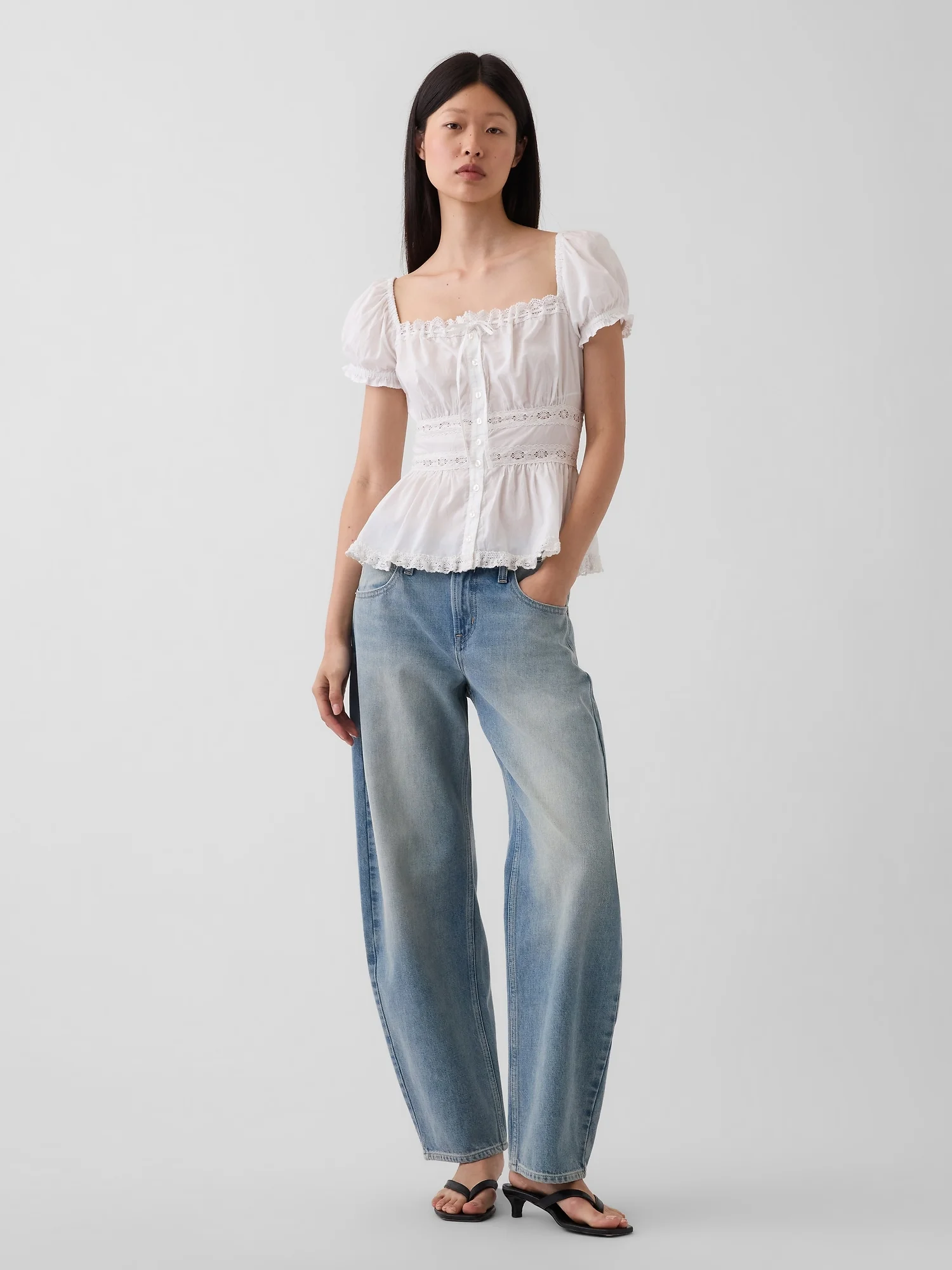 GAP Áo Sơ Mi Tay Ngắn Nữ
