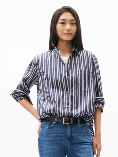 TOMMY HILFIGER Áo Sơ Mi Nữ Tay Dài IM AF Ess Poplin Easy Fit Shir