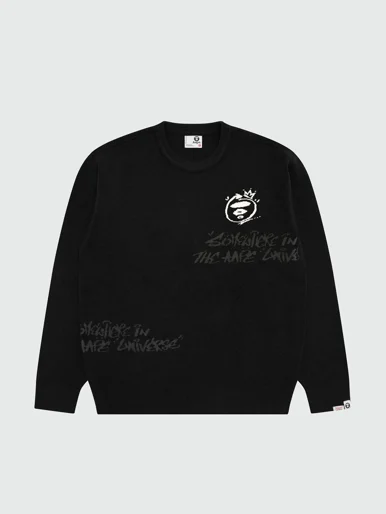 AAPE Áo Len Nam - AAPEUNVS moonface graphic sweater