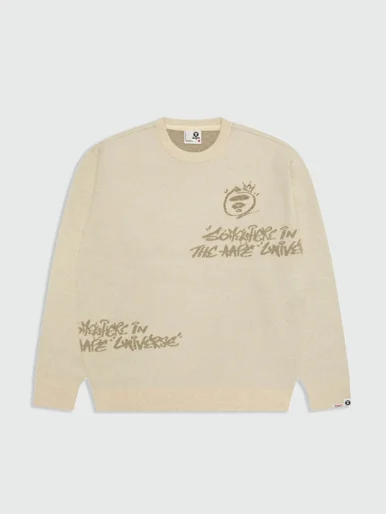 AAPE Áo Len Nam - AAPEUNVS moonface graphic sweater