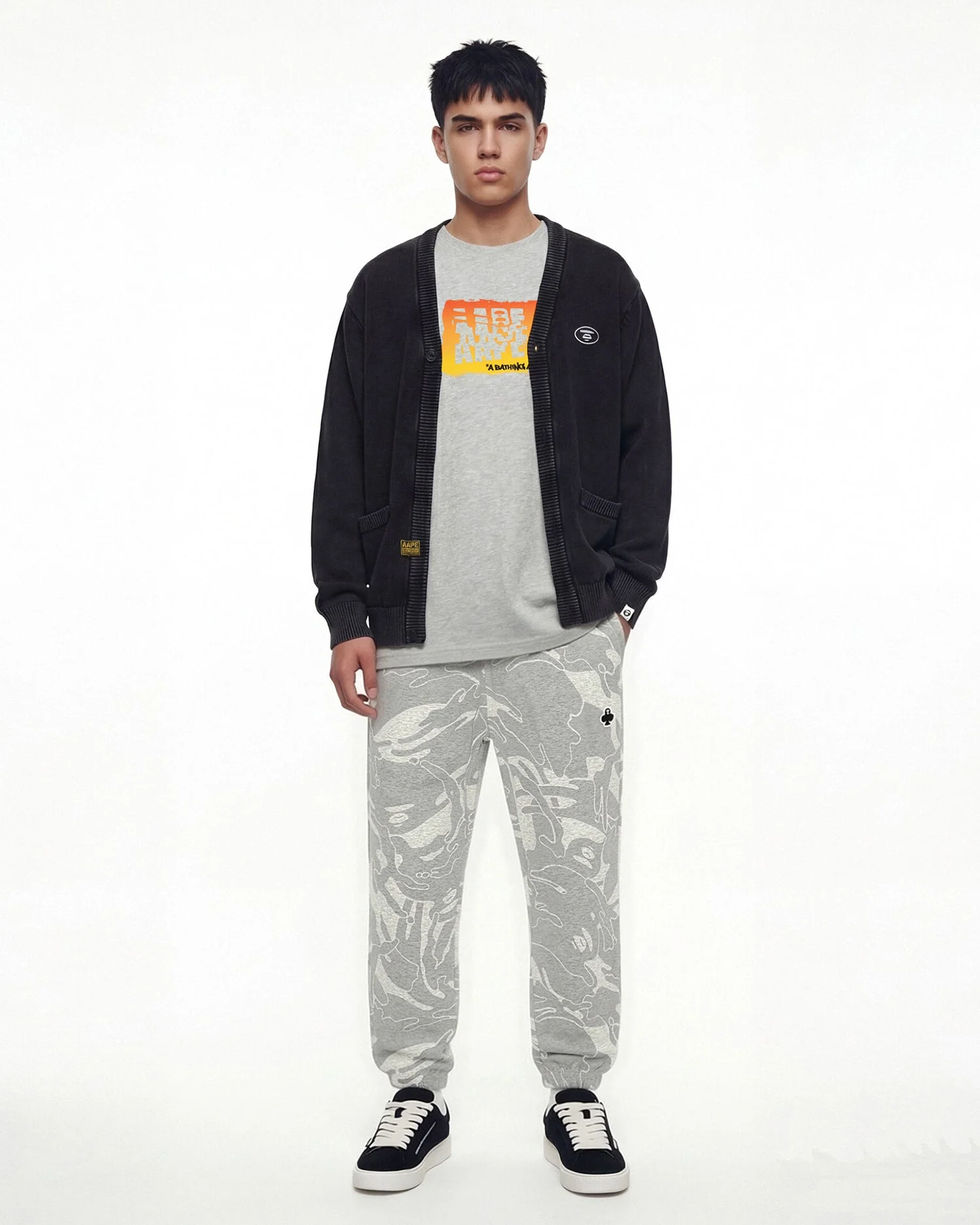 AAPE Áo Cardigan Nam - Moonface v-neck cardigan