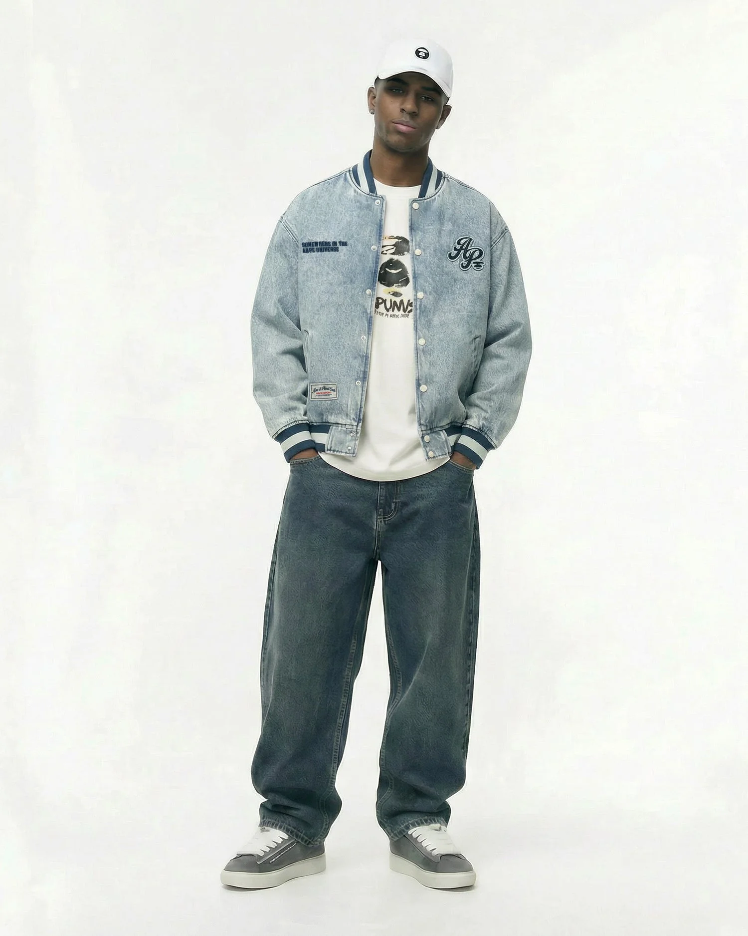 AAPE Áo Khoác Nam - AAPESPORTS logo varsity jacket