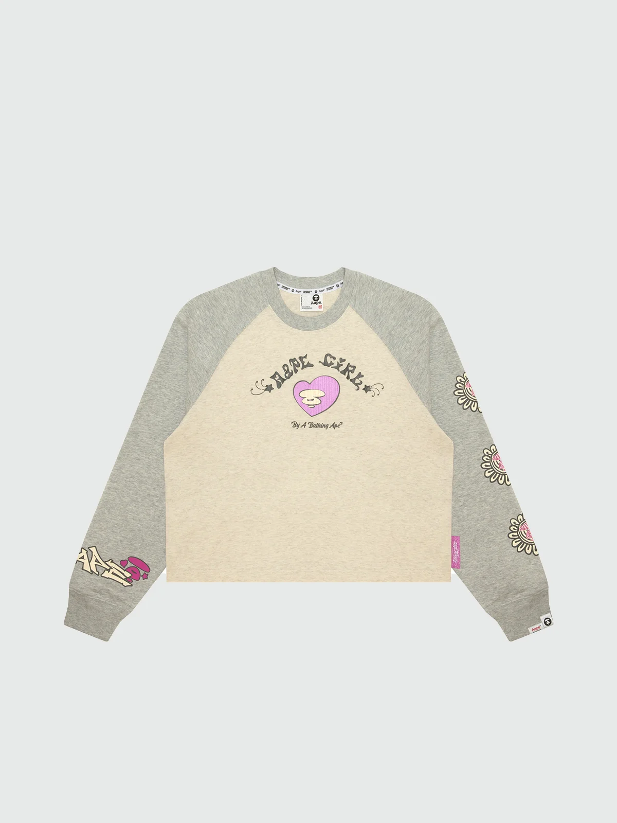 AAPE Áo Thun Dài Tay Nữ - Moonface logo raglan sleeve tee