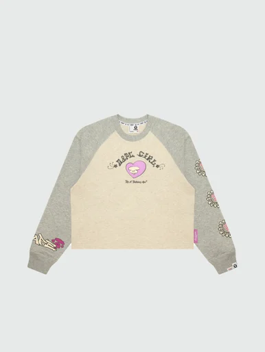 AAPE Áo Thun Dài Tay Nữ - Moonface logo raglan sleeve tee