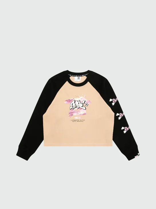 AAPE Áo Thun Dài Tay Nữ - Logo raglan sleeve tee