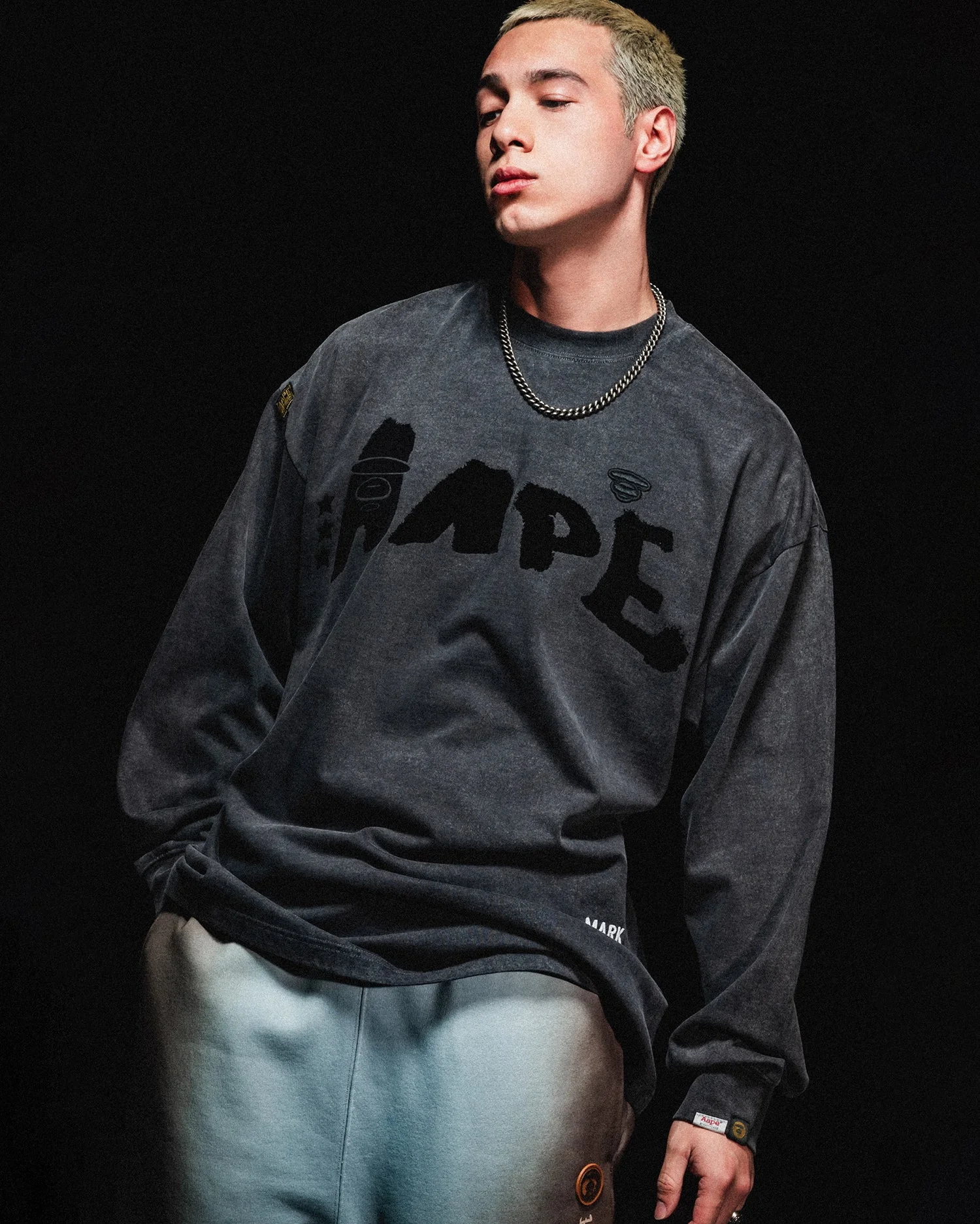AAPE Quần Nỉ Dài Nam - Moonface logo sweat pants