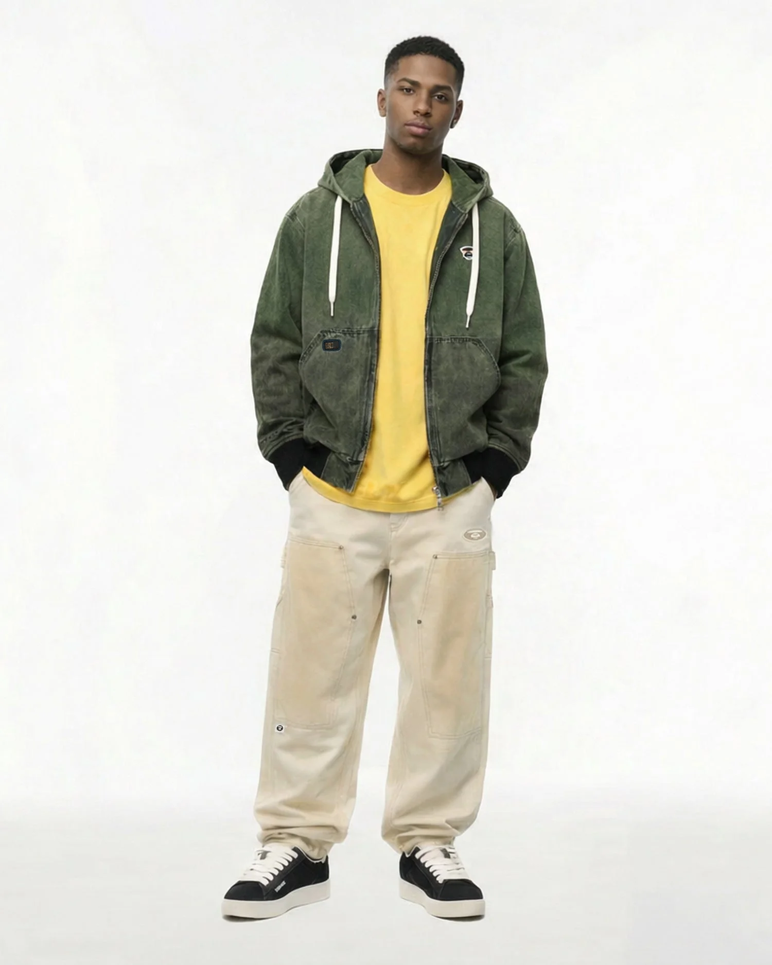 AAPE Quần Dài Nam - AAPEUNVS moonface washed denim pants