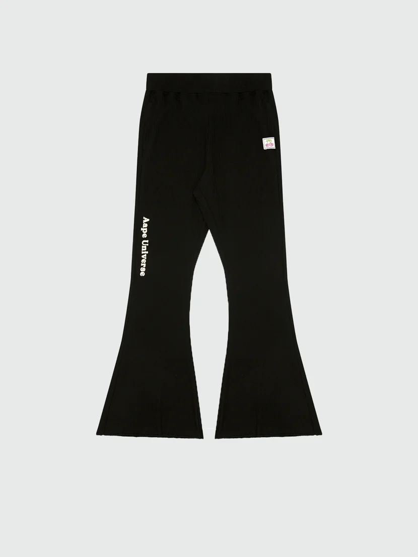 AAPE Quần Nỉ Dài Nữ - Logo ribbed-knit flared pants