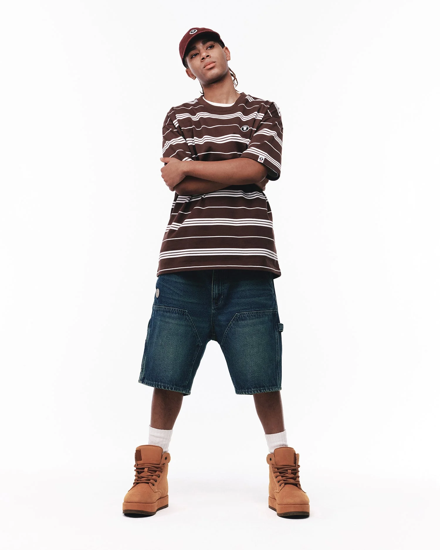 AAPE Quần Ngắn Nam - AAPENOW moonface denim shorts