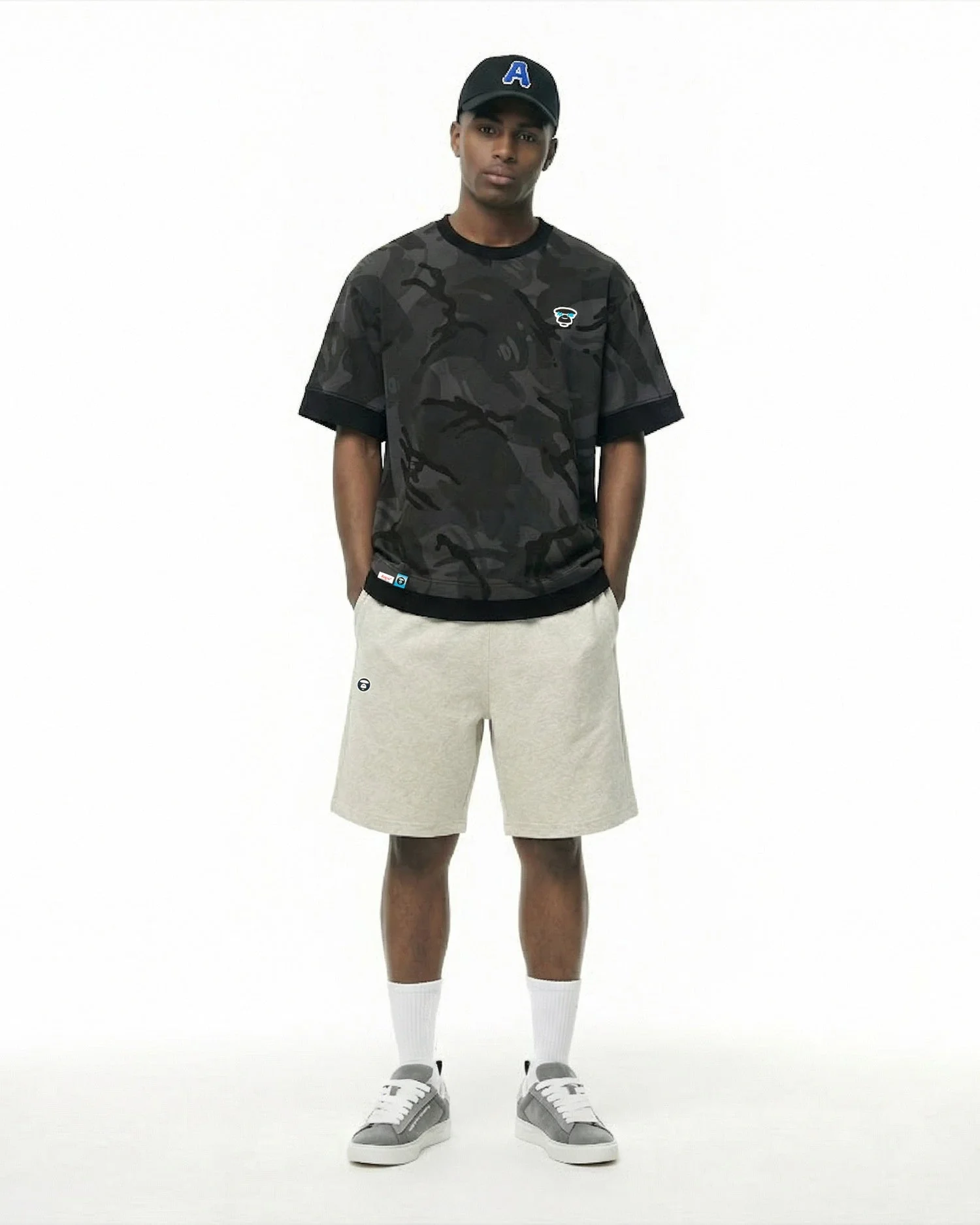 AAPE Quần Nỉ Ngắn Nam - AAPENOW moonface sweat shorts